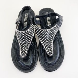 Steven Ella Black Embellished Sandals C5632